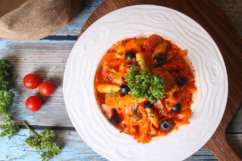 Creamy Penne Arrabbiata pasta dish at Marcos