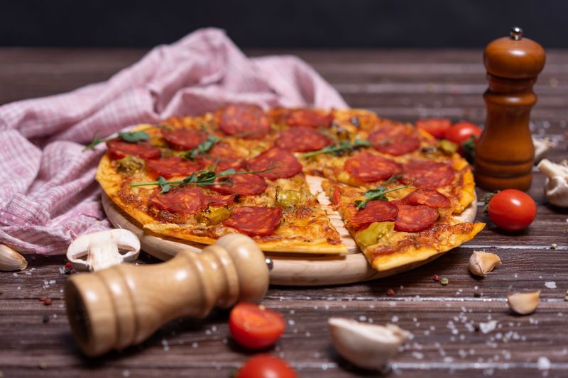 Marcos Meat Lovers Pizza with sausage bacon and beef
